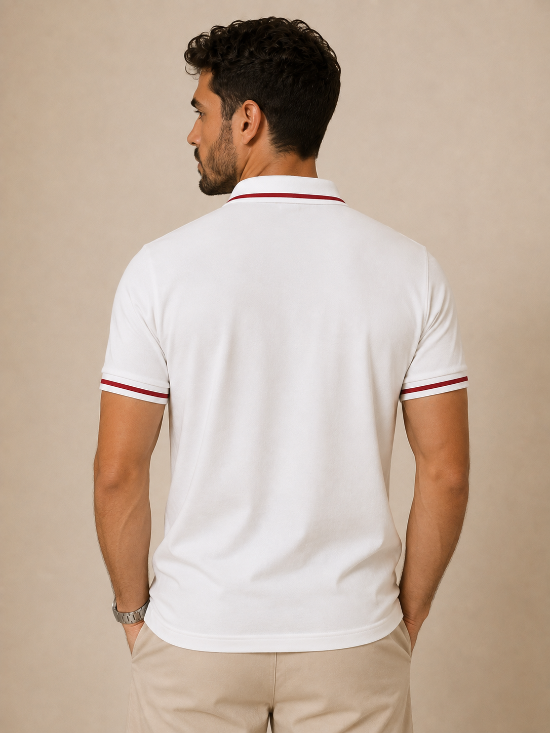 White polo shirt -US