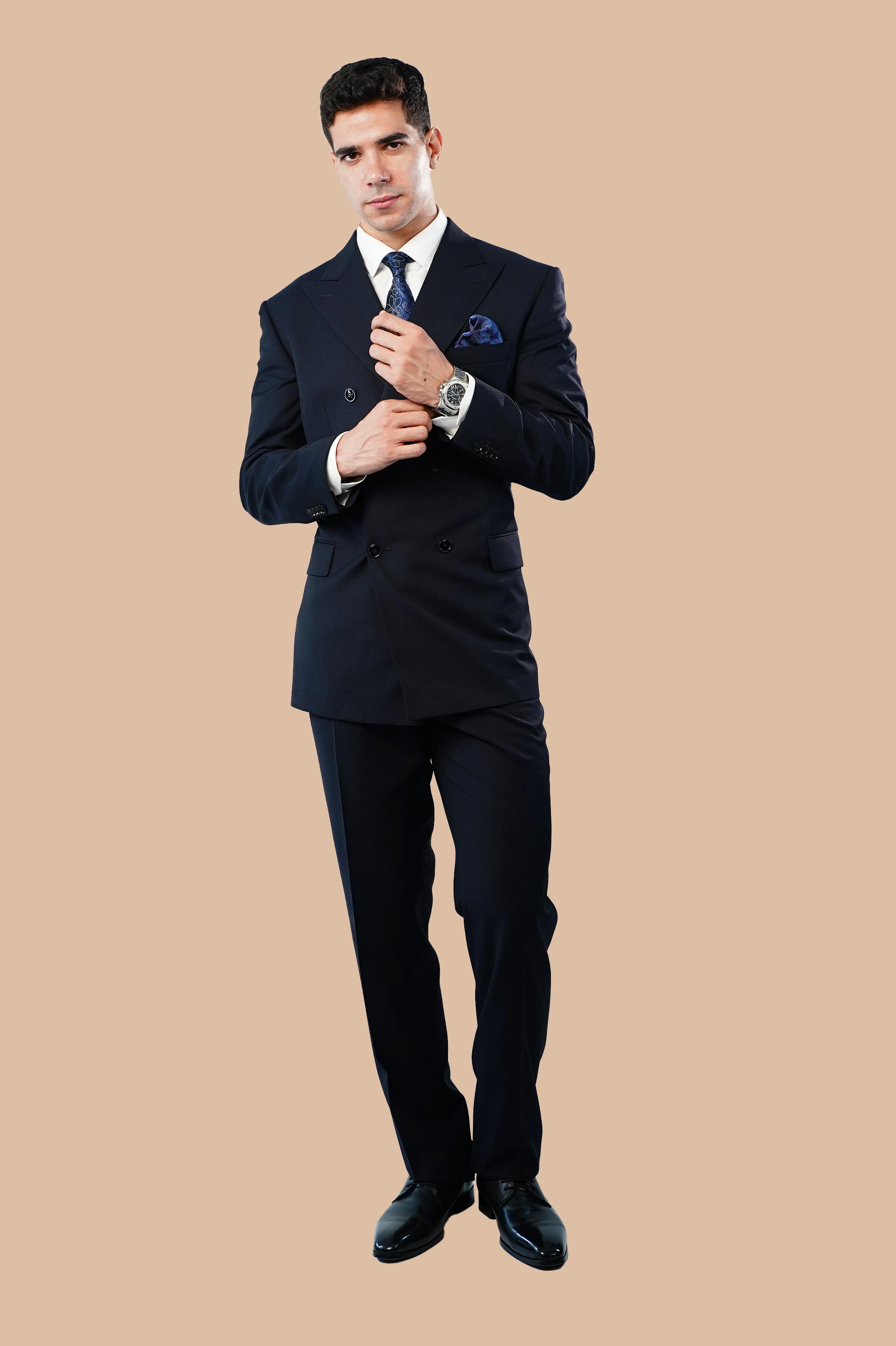 double breasted wool suit