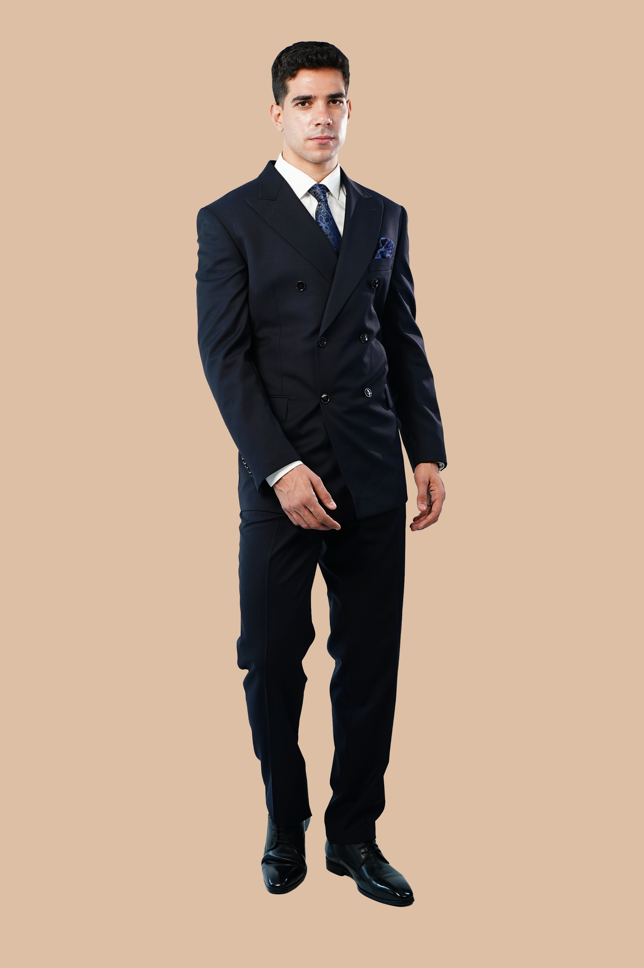 double breasted wool suit