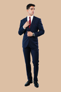 patterned navy suit