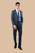 checked navy suit