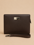 Leather wristlet handbag