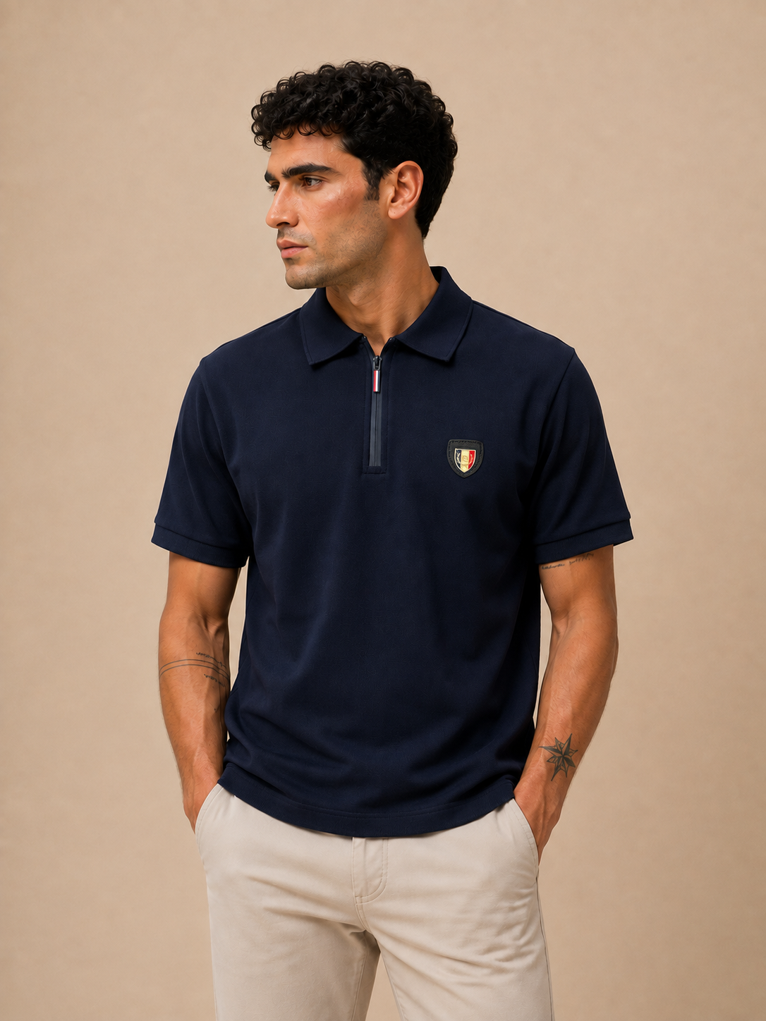 Zip-up polo shirt