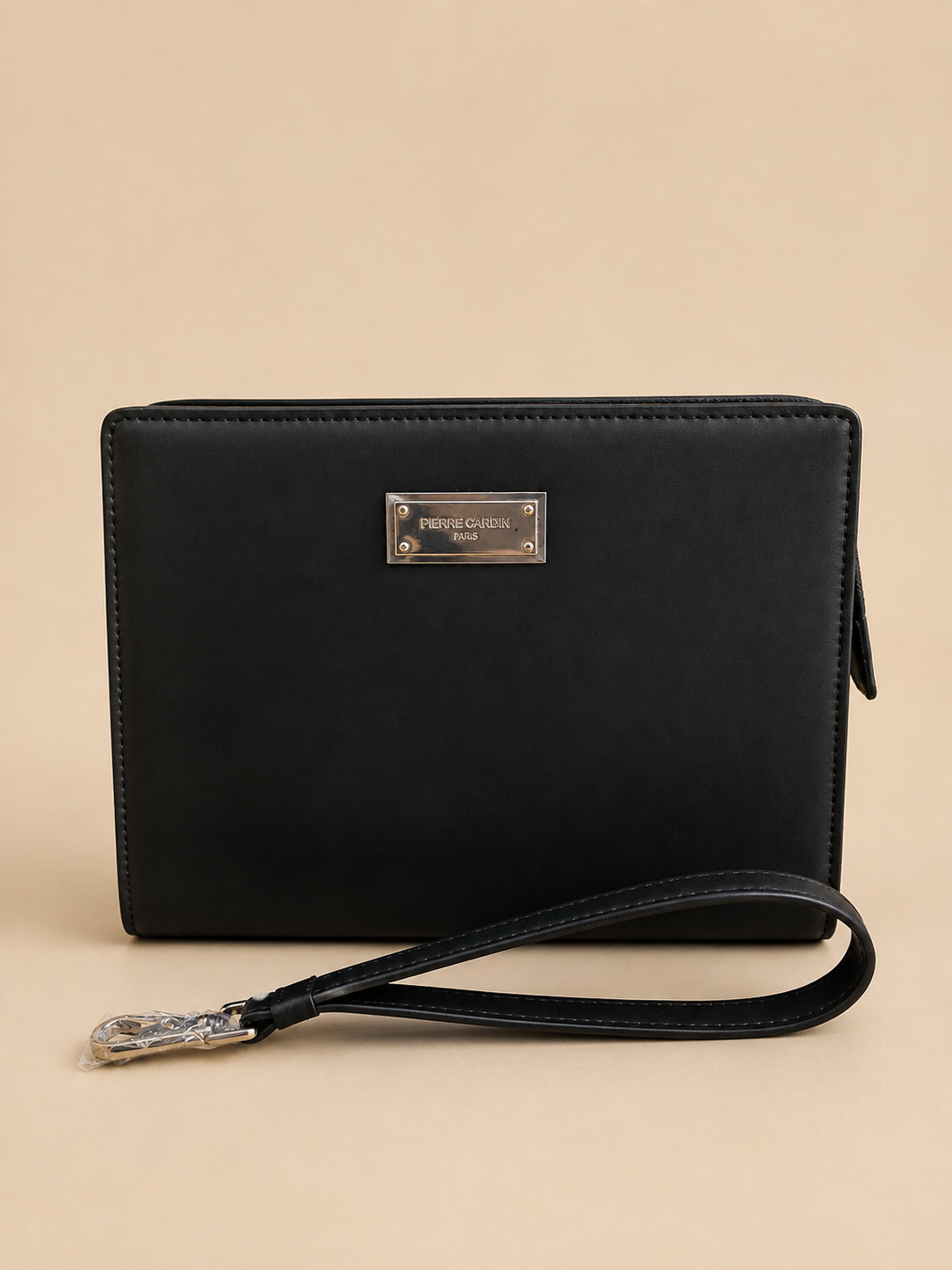 Leather wristlet handbag
