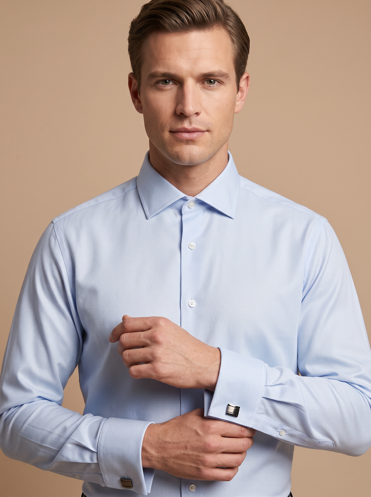Baby Blue Patterned Classic Shirt – French Cuffs