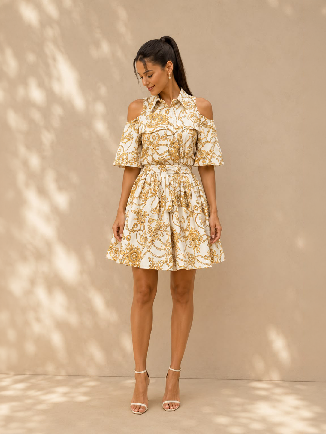 versace - print blouse & skirt set
