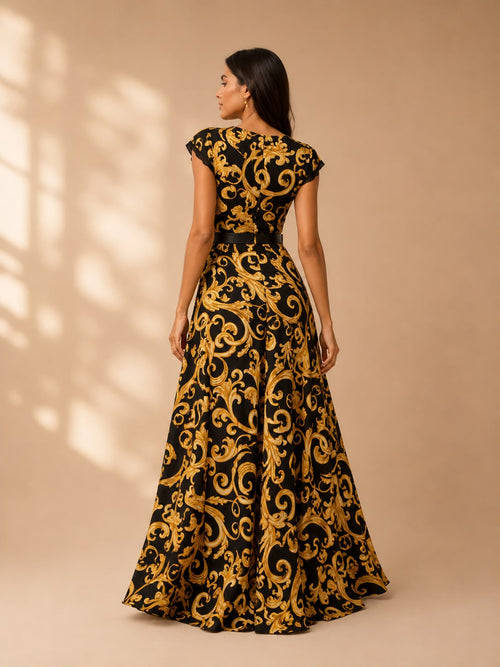 baroque print dress