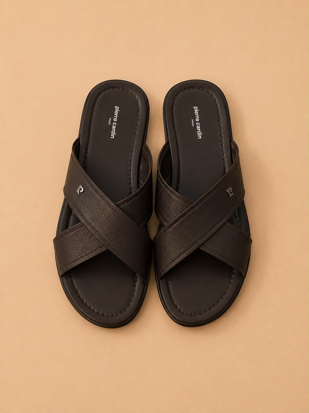 cross brown slipper with PC LOGO
