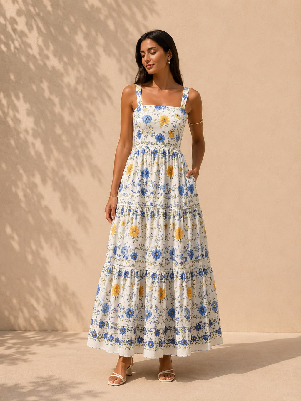 white floral print dress
