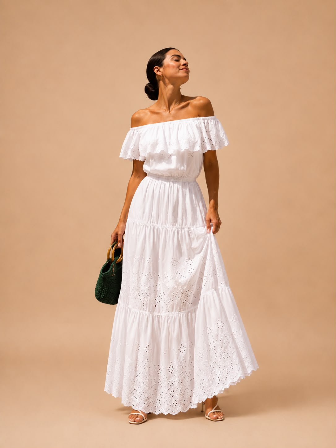 white patterned dress