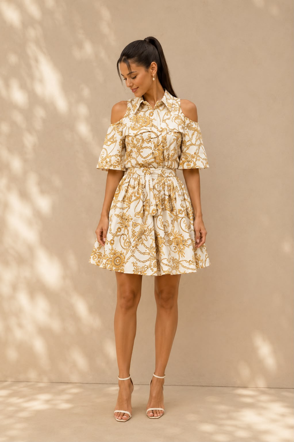 versace - print blouse & skirt set