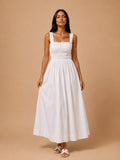 white sleeveless dress